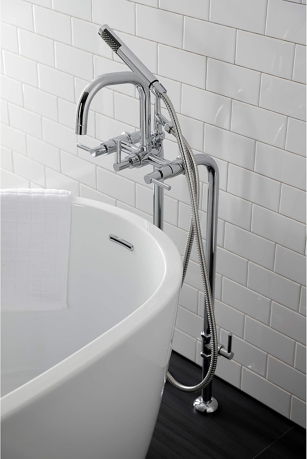 image:imageAqua Vintage CCK8401DL Concord Freestanding Tub Faucet with Supply Line Stop Valve Polished ChromePolished Chrome