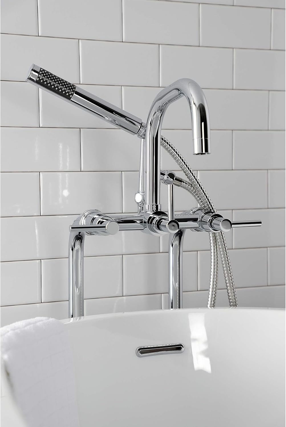 image:imageAqua Vintage CCK8401DL Concord Freestanding Tub Faucet with Supply Line Stop Valve Polished ChromePolished Chrome