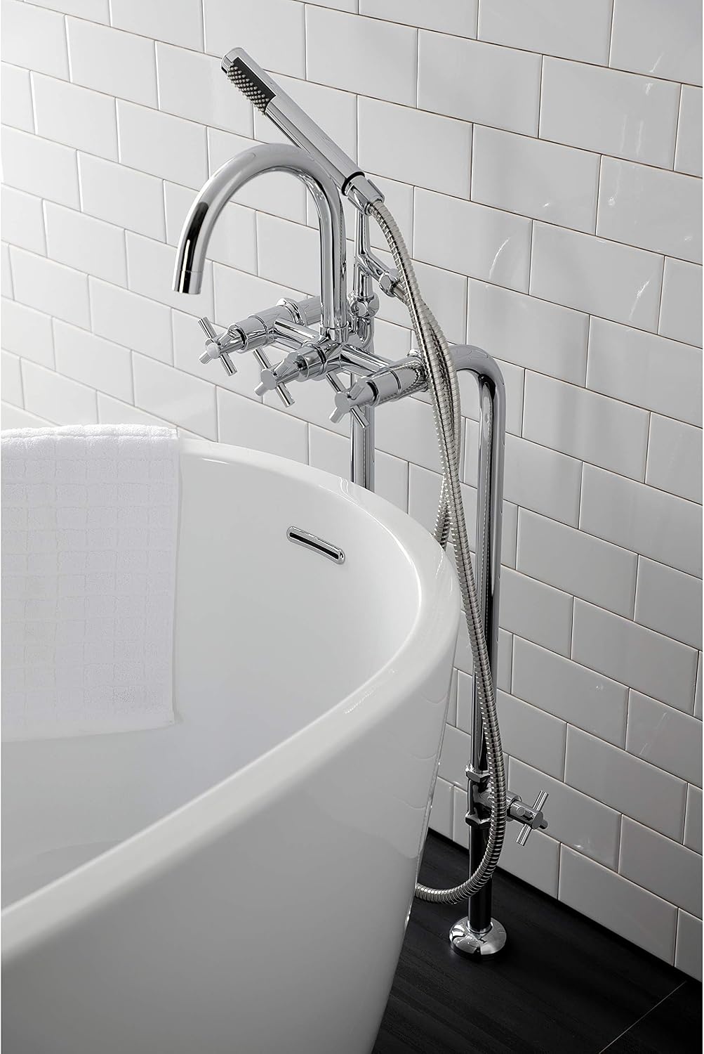 image:imageAqua Vintage CCK8401DL Concord Freestanding Tub Faucet with Supply Line Stop Valve Polished ChromePolished Chrome