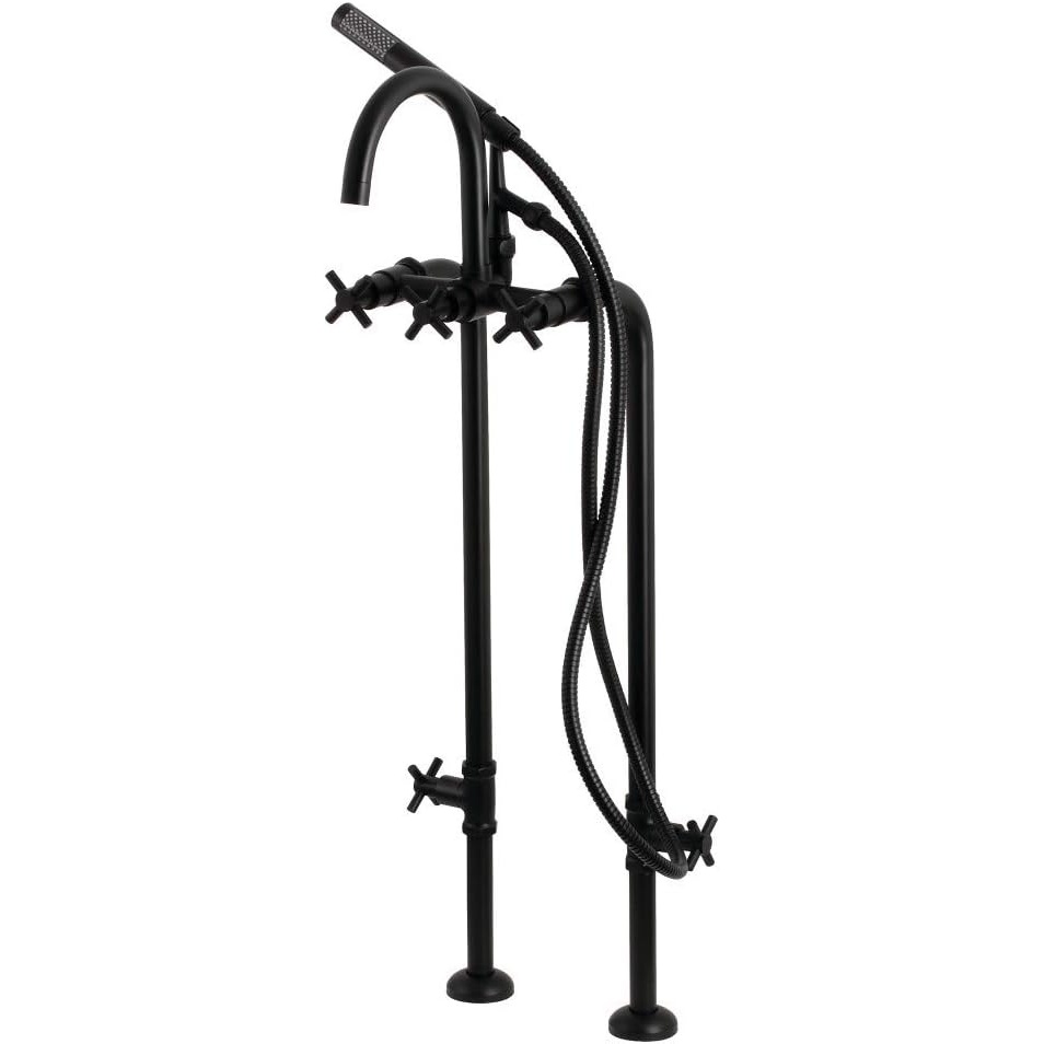 image:imageAqua Vintage CCK8401DL Concord Freestanding Tub Faucet with Supply Line Stop Valve Polished ChromeMatte Black