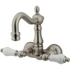 image:imageKingston Brass CC1076T1 Heritage 338Inch Center Vintage Leg Tub Filler HampC Porcelain lever Polished Chrome  Vintage collection Solid brass construction for durability and reliability Dripfree 14turn ceramic disc cartridgeBrushed Nickel