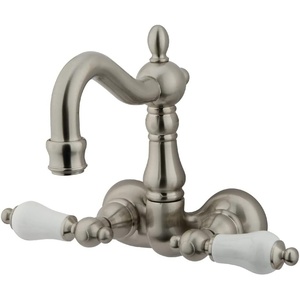 image:imageKingston Brass CC1076T1 Heritage 338Inch Center Vintage Leg Tub Filler HampC Porcelain lever Polished Chrome  Vintage collection Solid brass construction for durability and reliability Dripfree 14turn ceramic disc cartridgeBrushed Nickel