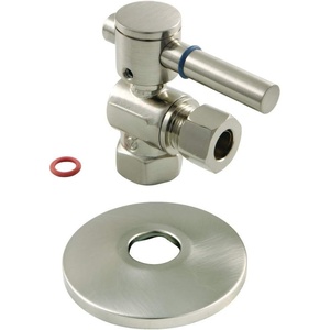 image:imageKingston Brass CC33100DLK 38 IPS X 38 OD Comp QuarterTurn Angle Stop Valve with Flange Matte BlackBrushed Nickel