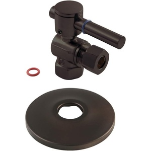 image:imageKingston Brass CC33100DLK 38 IPS X 38 OD Comp QuarterTurn Angle Stop Valve with Flange Matte BlackOil Rubbed Bronze