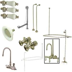 image:imageKingston Brass CCK4145PL VintageAqua Eden High Rise Goose Neck Package Porcelain Lever Handles Oil Rubbed BronzeBrushed Nickel