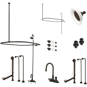 image:imageKingston Brass CCK4145PL VintageAqua Eden High Rise Goose Neck Package Porcelain Lever Handles Oil Rubbed BronzeOil Rubbed Bronze