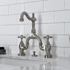 image:imageKingston KS7978AX Bridge Bathroom Faucet Brushed Nickel  English Country collection With brass popup Solid brass construction for durability and reliabilityBrushed Nickel