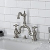 image:imageKingston KS7978AX Bridge Bathroom Faucet Brushed Nickel  English Country collection With brass popup Solid brass construction for durability and reliabilityBrushed Nickel