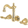 image:imageKingston KS1220AL Wall Mount Bathroom Faucet Matte BlackPolished Brass