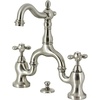 image:imageKingston KS7978AX Bridge Bathroom Faucet Brushed Nickel  English Country collection With brass popup Solid brass construction for durability and reliabilityBrushed Nickel