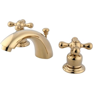 image:imageKingston Brass KB948AX Victorian Mini Widespread Faucet Brushed Nickel 45 x 35 x 206  Victorian collection With popup drain Solid brass construction for durability Durable washerless cartridgePolished Brass