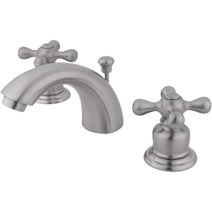 image:imageKingston Brass KB948AX Victorian Mini Widespread Faucet Brushed Nickel 45 x 35 x 206  Victorian collection With popup drain Solid brass construction for durability Durable washerless cartridgeBrushed Nickel