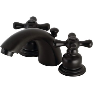 image:imageKingston Brass KB948AX Victorian Mini Widespread Faucet Brushed Nickel 45 x 35 x 206  Victorian collection With popup drain Solid brass construction for durability Durable washerless cartridgeMatte Black