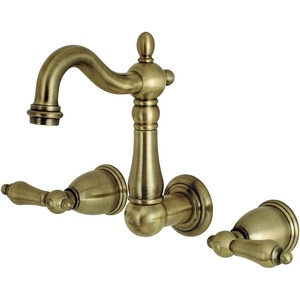 image:imageKingston KS1220AL Wall Mount Bathroom Faucet Matte BlackAntique Brass