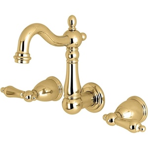 image:imageKingston KS1220AL Wall Mount Bathroom Faucet Matte BlackPolished Brass