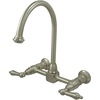 image:imageKingston KS1292AL Wall Mount Bridge Kitchen Faucet Polished BrassBrushed Nickel