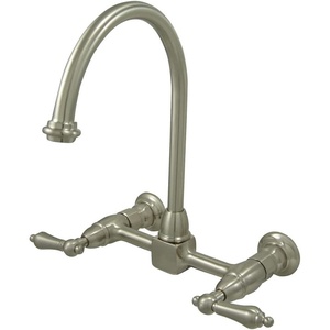 image:imageKingston KS1292AL Wall Mount Bridge Kitchen Faucet Polished BrassBrushed Nickel