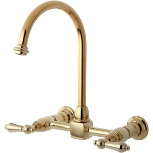 image:imageKingston KS1292AL Wall Mount Bridge Kitchen Faucet Polished BrassPolished Brass