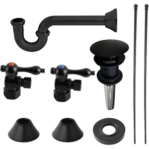 image:imageKingston Brass CC43100VOKB30 Trimscape Traditional Plumbing Sink Trim Kit with PTrap and Overflow Drain in Matte Black