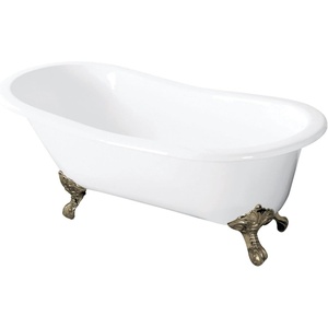 image:imageKingston VCTND5431B2 Single Slipper Clawfoot TubWhitePolished BrassWhiteBrushed Nickel