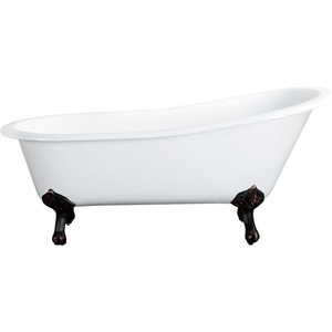 image:imageKingston VCTND5431B2 Single Slipper Clawfoot TubWhitePolished BrassWhiteOil Rubbed Bronze
