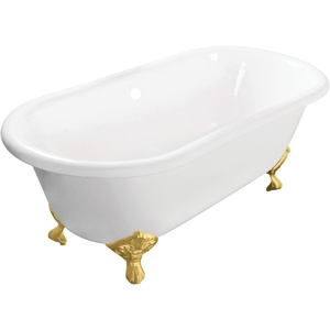 image:imageKingston VCTND603119NC2 Double Ended Clawfoot TubWhitePolishedBrassWhiteBrushed Brass