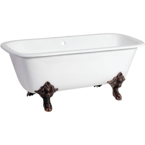 image:imageKingston VCTQ7D6732NLW Iron Double Ended Clawfoot Tub WhiteWhiteOil Rubbed Bronze