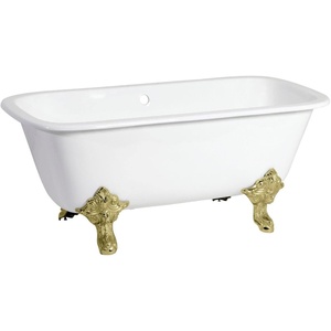 image:imageKingston VCTQ7D6732NLW Iron Double Ended Clawfoot Tub WhiteWhitePolished Brass