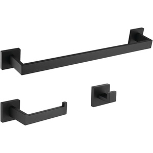 image:imageKingston BAHK60278C Towel Bar Bathroom Accessory Set Polished Chrome  Lasdun collection 3Piece 18 Stainless steel construction Includes mounting hardwareMatte Black