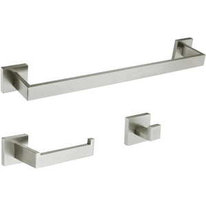 image:imageKingston BAHK60278C Towel Bar Bathroom Accessory Set Polished Chrome  Lasdun collection 3Piece 18 Stainless steel construction Includes mounting hardwareBrushed Nickel