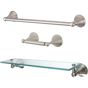 image:imageKingston BAK297289SN Towel Bar Bathroom Accessory Set Brushed Nickel  Governor collection 3Piece 18 High quality brass construction Includes mounting hardwareBrushed Nickel
