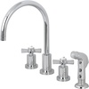 image:imageKINGSTON BRASS KS8721ZX Millennium Widespread Kitchen Faucet with ABS Sprayer Polished Chrome  Millennium collection Doublehandle With plastic sprayer Solid brass construction for durabilityPolished Chrome
