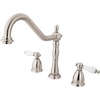image:imageKingston Brass KB1798PLLS Heritage 8Inch Centerset Kitchen Faucet Brushed Nickel  Heritage collection Doublehandle Solid brass construction for durability Durable washerless cartridgeBrushed Nickel