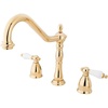 image:imageKingston Brass KB1798PLLS Heritage 8Inch Centerset Kitchen Faucet Brushed Nickel  Heritage collection Doublehandle Solid brass construction for durability Durable washerless cartridgePolished Brass