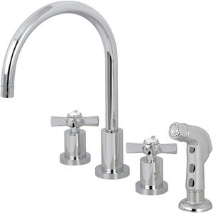 image:imageKINGSTON BRASS KS8721ZX Millennium Widespread Kitchen Faucet with ABS Sprayer Polished Chrome  Millennium collection Doublehandle With plastic sprayer Solid brass construction for durabilityPolished Chrome