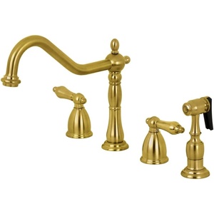 image:imageKingston Brass KB1792ALBS Heritage 8Inch Centerset Kitchen Faucet Polished BrassBrushed Brass