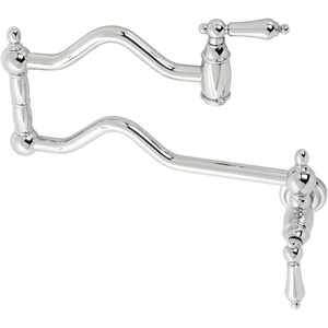 image:imageKingston KS2101AL Wall Mount Pot Filler Faucet Polished Chrome  Heritage collection Solid brass construction for durability Dripfree ceramic disc cartridgePolished Chrome