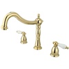 image:imageKingston Brass KS1348PL Heritage Roman Tub Filler with Porcelain Laver Handle Brushed Nickel  Heritage collection Twohandle Solid brass construction for added durabilityPolished Brass