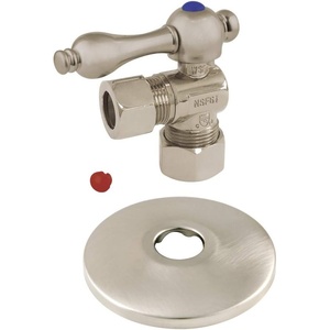 image:imageKingston Brass CC54302XK 58Inch OD X 12Inch or 716Inch Slip Joint QuarterTurn Angle Stop Valve with Flange Polished BrassBrushed Nickel