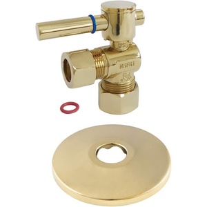 image:imageKingston Brass CC54302XK 58Inch OD X 12Inch or 716Inch Slip Joint QuarterTurn Angle Stop Valve with Flange Polished BrassPolished Brass