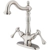 image:imageKingston Brass KS1498BL Heritage Vessel Sink Faucet with 4Inch Plate Brushed Nickel  Heritage collection Doublehandle Solid brass construction for durability Dripfree ceramic disc cartridgeBrushed Nickel