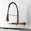image:imageKingston GS1243AL PreRinse Bridge Kitchen Faucet Antique BrassAntique Brass