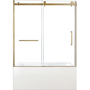 image:imageKingston KVTAP6032L22C0 Alcove LeftHand Drain Tub WhiteMatte BlackWhiteBrushed Brass