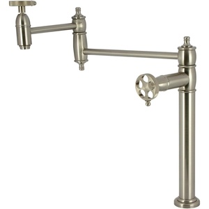 image:imageKingston KS3703RKZ Deck Mount Pot Filler Faucet Antique BrassBrushed Nickel