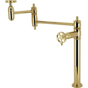 image:imageKingston KS3703RKZ Deck Mount Pot Filler Faucet Antique BrassPolished Brass