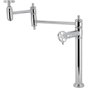 image:imageKingston KS3703RKZ Deck Mount Pot Filler Faucet Antique BrassPolished Chrome