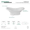 image:imageKingston Brass Aqua Eden VCTND723130 Cast Iron Double Slipper Pedestal Bathtub without Faucet Drillings 72Inch WhiteWhite