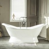 image:imageKingston Brass Aqua Eden VCTND723130 Cast Iron Double Slipper Pedestal Bathtub without Faucet Drillings 72Inch WhiteWhite