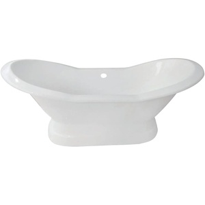 image:imageKingston Brass Aqua Eden VCTND723130 Cast Iron Double Slipper Pedestal Bathtub without Faucet Drillings 72Inch WhiteWhite