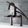 image:imageKingston Brass AE8107DL Deck Mount Tub Filler with Hand Shower Brushed BrassOil Rubbed Bronze